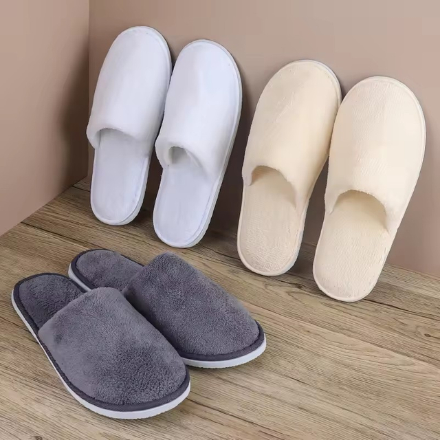Customized Logo Comfortable And Soft Cotton Hotel Spa Disposable Slippers