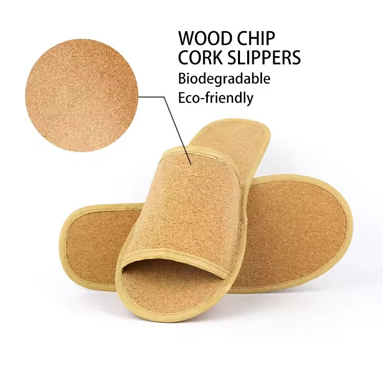 Disposable Eco Friendly Biodegradable Cork Open Toe Bedroom Guest Use Hotel Slippers