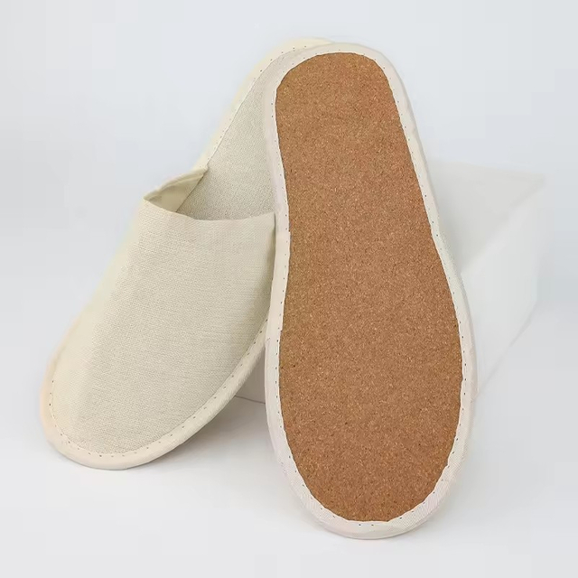 Wholesale Luxury Eco Friendly Soft Cork Wood Fabric Canvas Disposable Slippers Shoes For Hotels