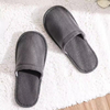 High Quality Fashionable Indoor Hotel SPA Travel Close Toe Linen Slippers with Pouch Embroidery Logo