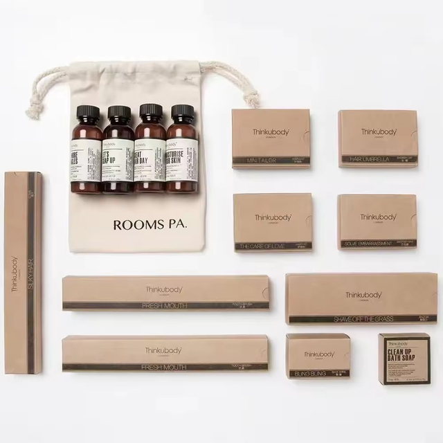 Disposable Luxury Customized Kraft Card Box Packing Hotel Amenities Set