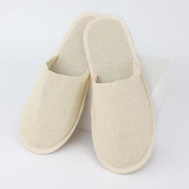 Wholesale Luxury Eco Friendly Soft Cork Wood Fabric Canvas Disposable Slippers Shoes For Hotels