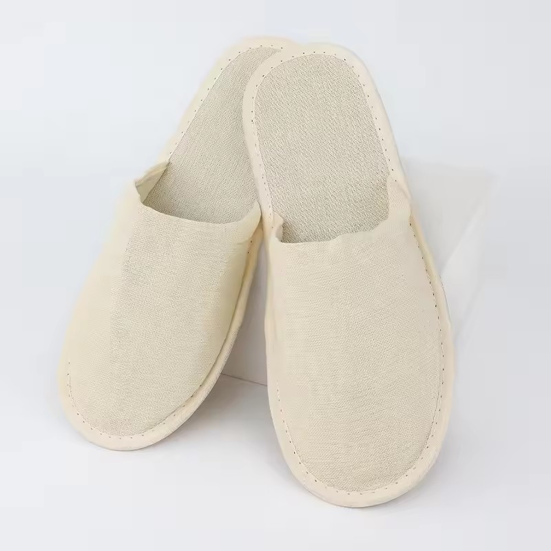 Wholesale Luxury Eco Friendly Soft Cork Wood Fabric Canvas Disposable Slippers Shoes For Hotels