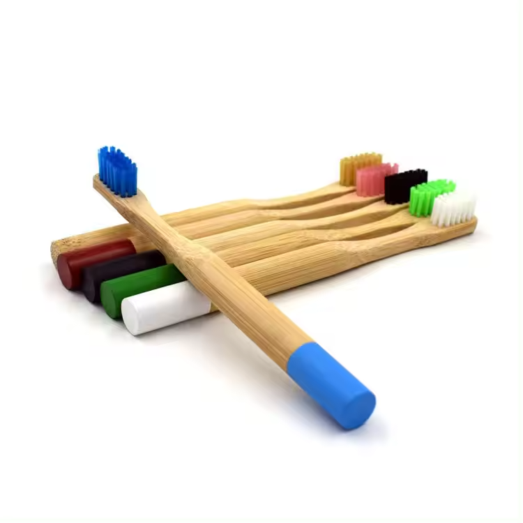 Custom Logo Bamboo Toothbrush Medium Bristles Biodegradable Plastic-Free Toothbrushes