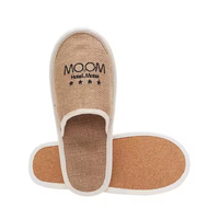 Custom Brown Linen Slippers Disposable Cheap Hotel Slippers
