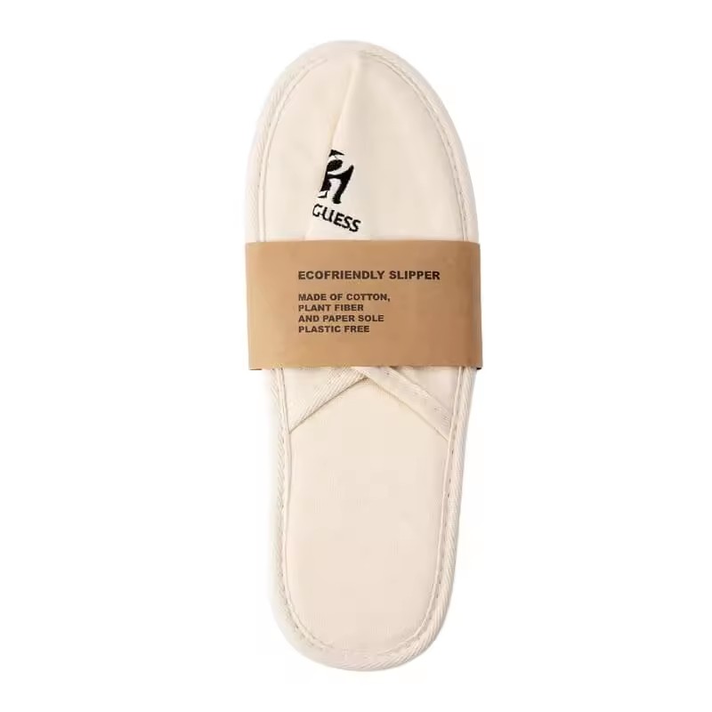 Wholesale Washable Eco Friendly Cotton Linen Hotel Guest Slippers Shoes 