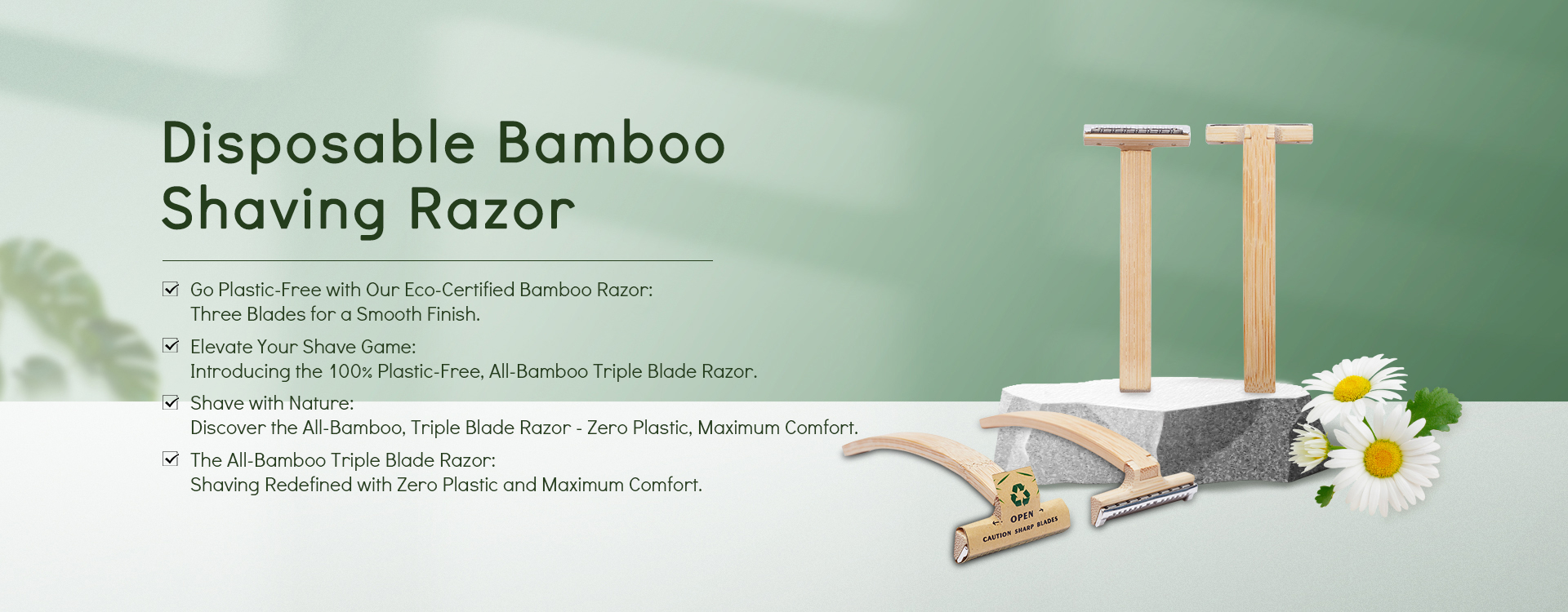 Organic Bamboo Shaving Razor Biodegradable Travel Disposable Safety Bamboo Razor