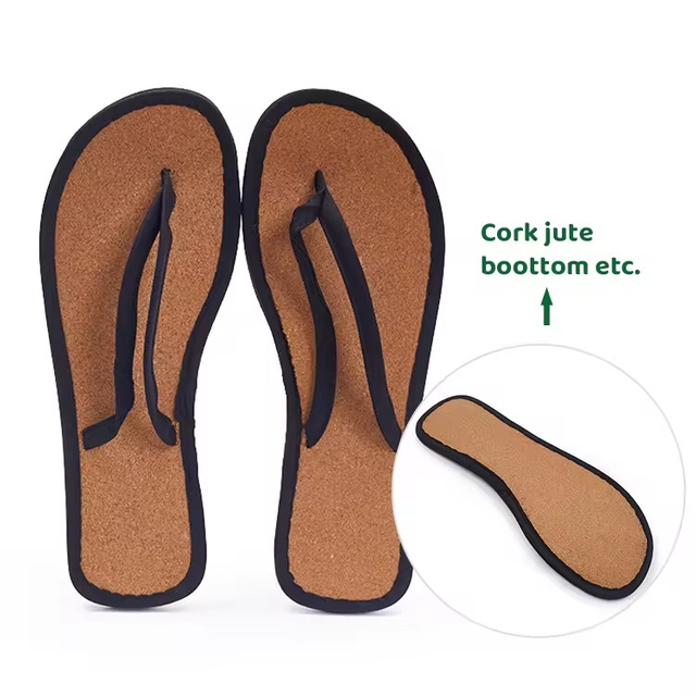 Eco-Friendly Palm Cork Material Slippers Disposable Spa Travel Beach Soft Flip Flops Hotel Slippers