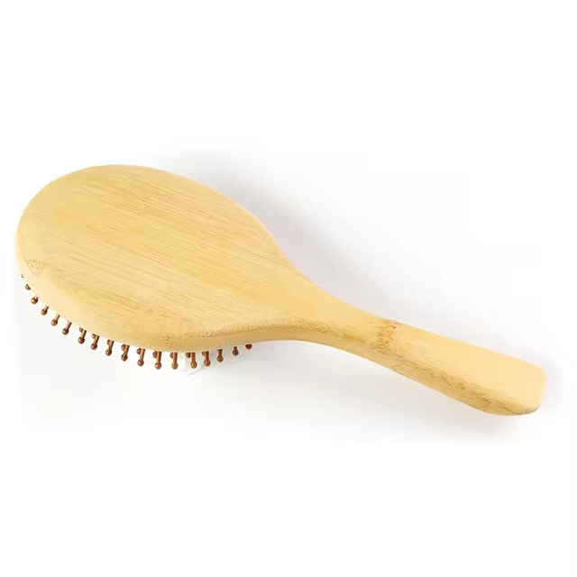 Custom Logo Durable Oval Paddle Bamboo Scalp Massage Hairbrush