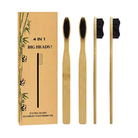 Wholesale 100% Biodegradable Natural Bamboo Toothbrush with Soft Charcoal Bristles