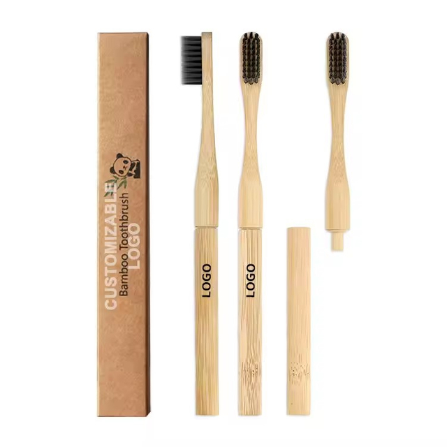 100% Natural Compostable Round Handle Replaceable Ecofriendly Moso Bamboo Toothbrush