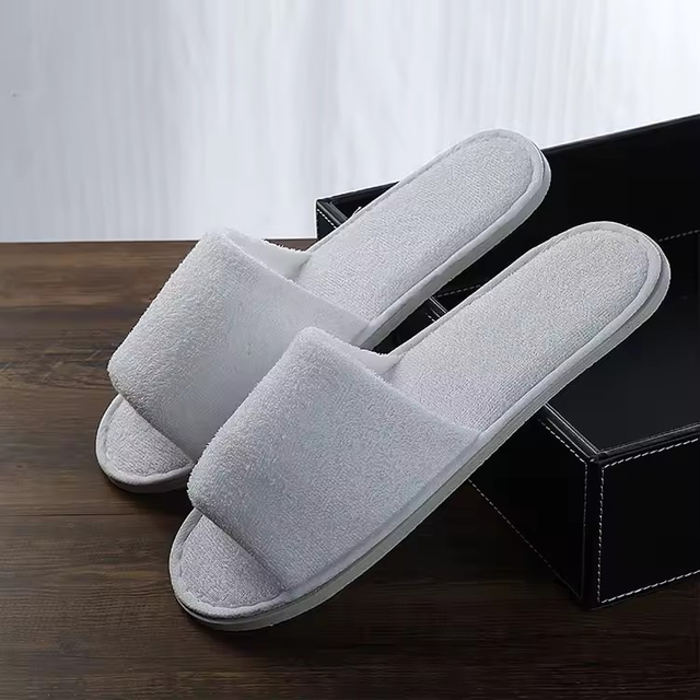 Disposable Slippers Spa Terry Cloth Open Toe Hotel Slippers With Logo