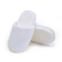 Custom Waffles Hotel Slippers with Logo Embroidered White Closed-toe Indoor Slippers