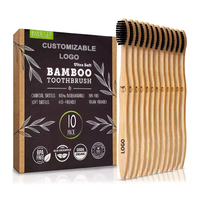 Disposable Biodegradable Bamboo Wood Toothbrush Hotel Multicolored Soft Bristles 