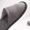 High Quality Fashionable Indoor Hotel SPA Travel Close Toe Linen Slippers with Pouch Embroidery Logo