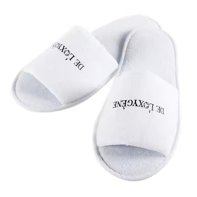 Simple Design Cotton Velour Disposable SPA Hotel Slippers With Logo