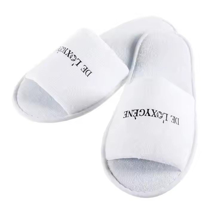 Simple Design Cotton Velour Disposable SPA Hotel Slippers With Logo