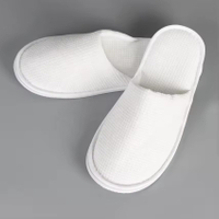 Luxury White Disposable Hotel Slippers Velour Waffle Coral Fleece Slipper 
