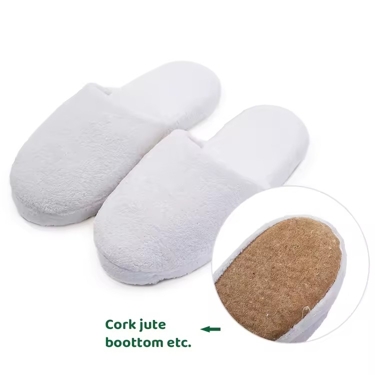 Hotel Breathable Non-Slip Slippers Summer Closed Toe Spa Slippers with Cork Sole