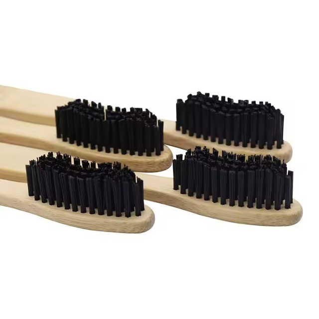 Wholesale 100% Biodegradable Natural Bamboo Toothbrush with Soft Charcoal Bristles