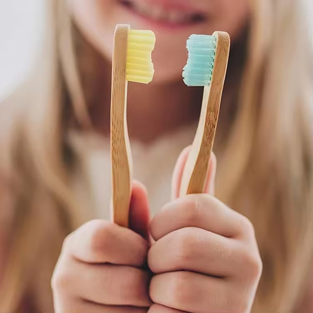 Custom Private Logo Organic Biodegradable Bamboo Toothbrush with Castor Oil Bristles
