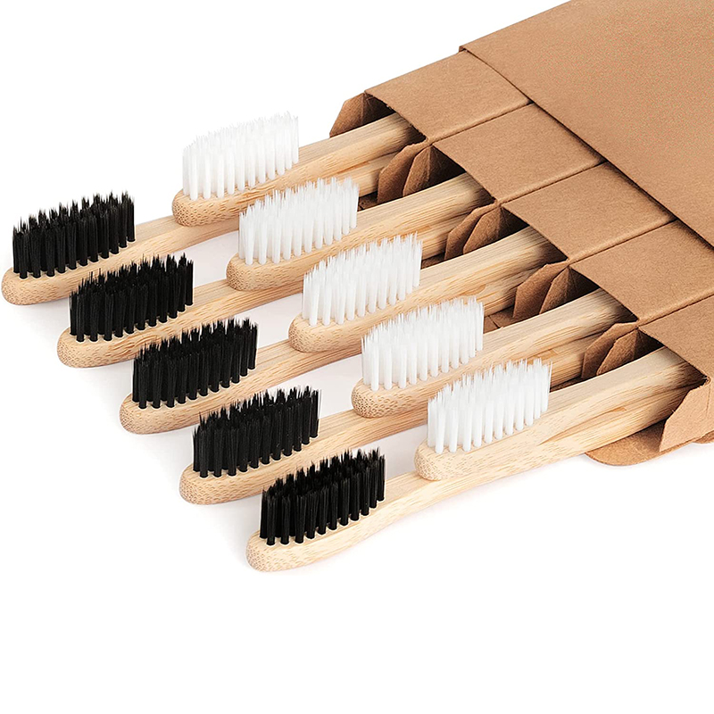 Custom Free Laser Logo Round Handle Bamboo Toothbrush 