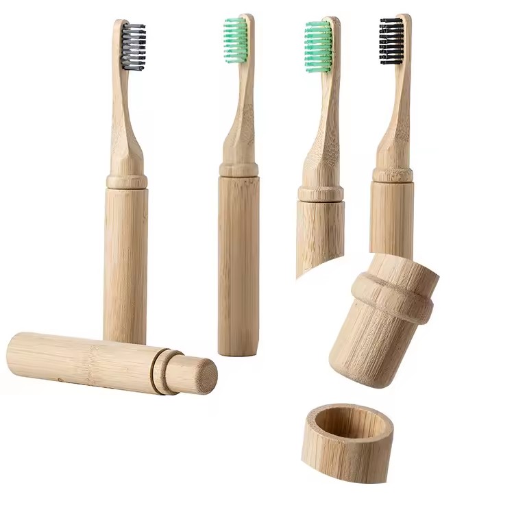 Portable Bamboo Folding Brush Bamboo Charcoal Toothbrush Travel Camping Hiking Outdoor
