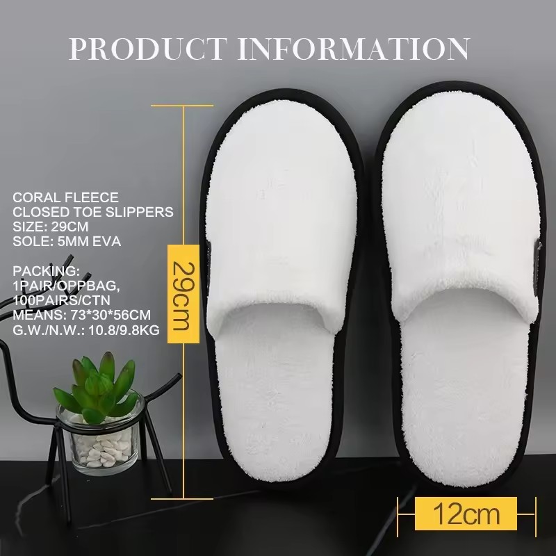 Custom Cheap Disposable White Guest Bedroom EVA Sole Hotel Slippers