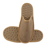 Brown Natural Jute Upper Coconut Coir Fiber Sole Massage Hotel Slipper For Man