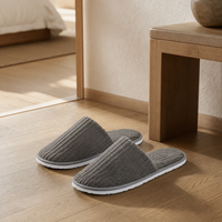 OEM Custom Luxury Coral Fleece Slippers Soft Disposable Warm Star Hotel Spa Airline Travel Slippers
