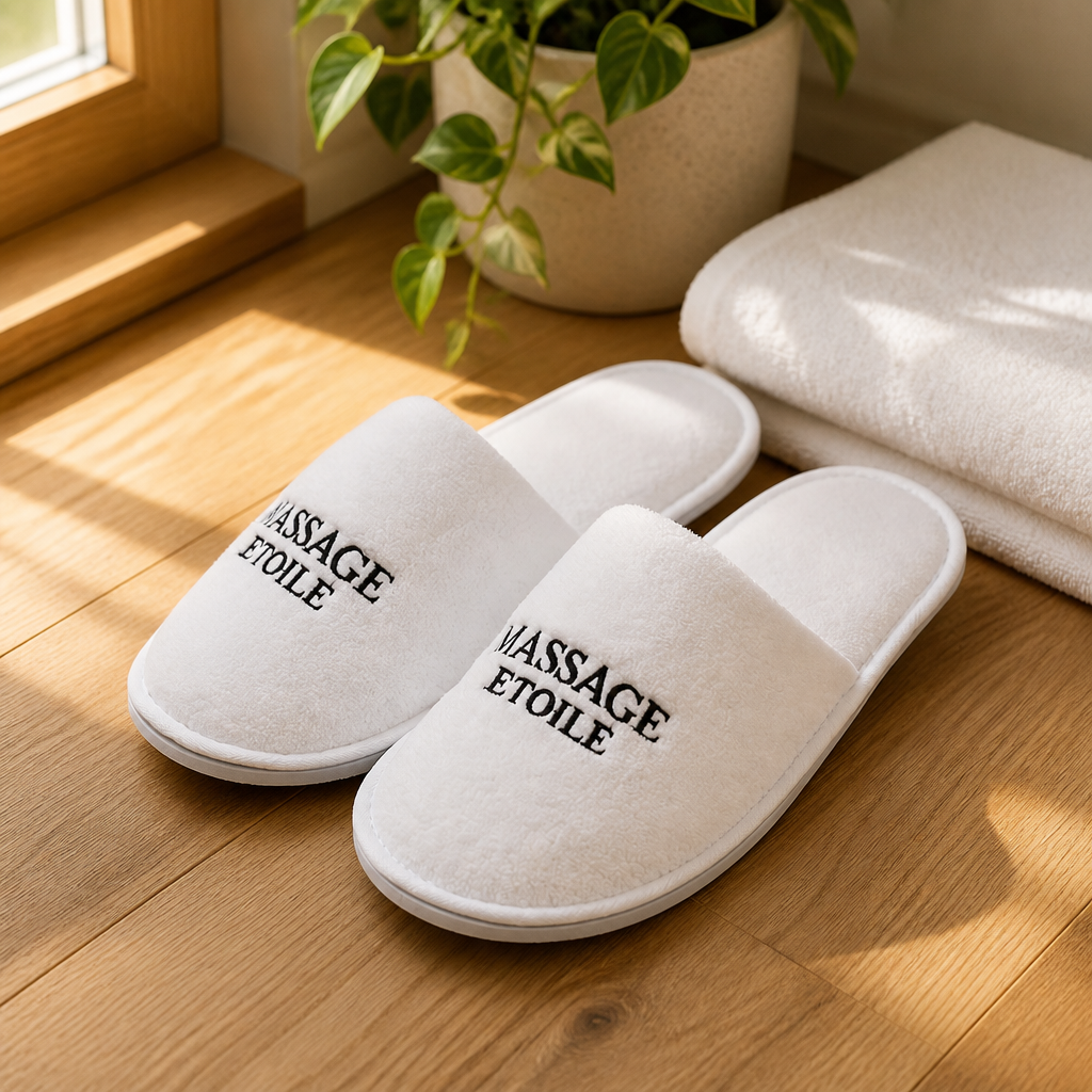 Wholesale Custom Disposable Closed-toe Luxury White Coral Fleece EVA Sole Slipper for Branded Spas Hotels Aviation Hospitals