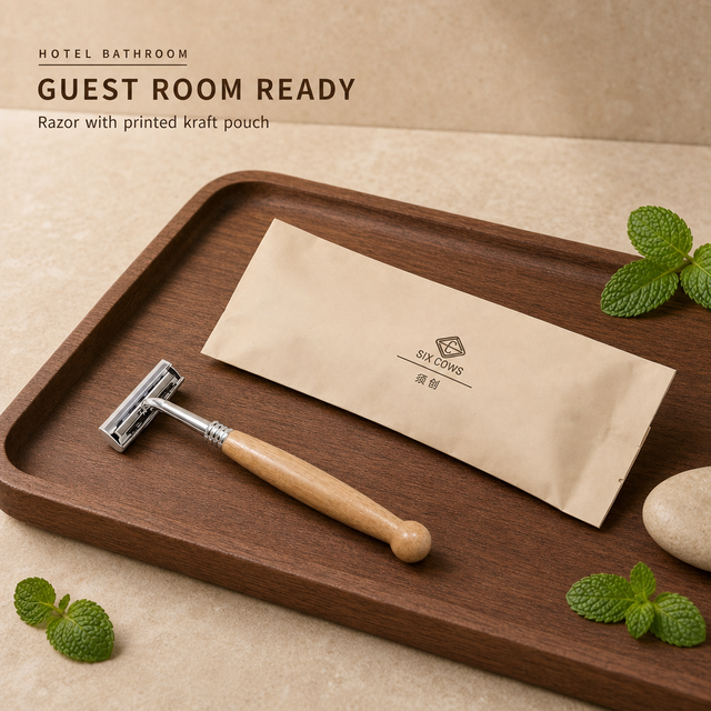 Eco-Friendly Hotel Shaving Kit Disposable Bamboo Handle Stainless Steel Blade Razor for Face