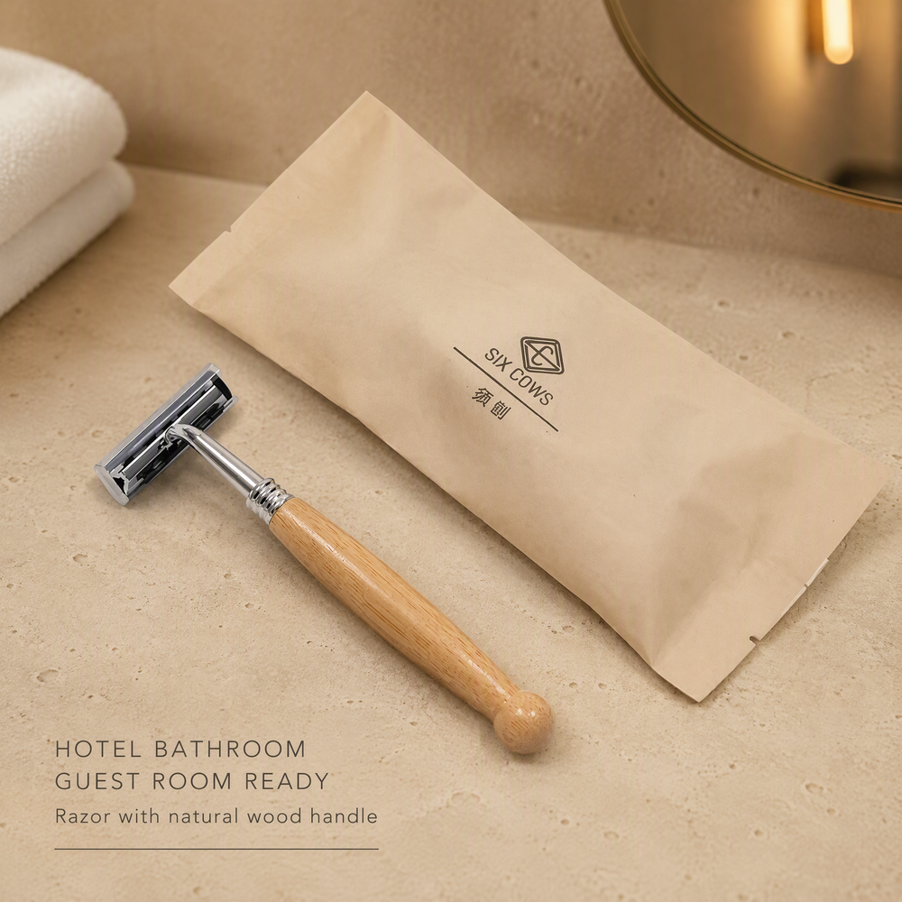 Creative Twin Blade Bamboo Handle Razor Disposable Face Cleansing Shaving Razor for Hotel Travel