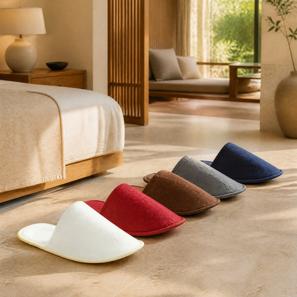 Wholesale Hotel Disposable Sponge Slippers OEM Open Toe Terry Spa Color Customizable Female Slippers