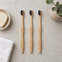 Eco-friendly Natural Black White Nano Bristle Bamboo Toothbrush Soft Bristles for Clean Teeth Daily Care Oral Family Set