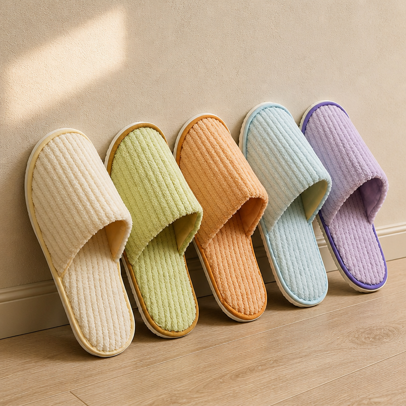 Ready Stock BENBEN 5 Star Luxury Coral Velvet Hotel Slippers Eco-Friendly Disposable Spa Slipper Travel Low MOQ Closed Toe