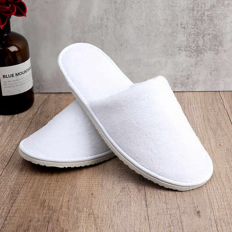 Factory Hot Sale White slippers Custom Logo Embroidery Logo Closed Toe Waffle Disposable Hotel Slipper