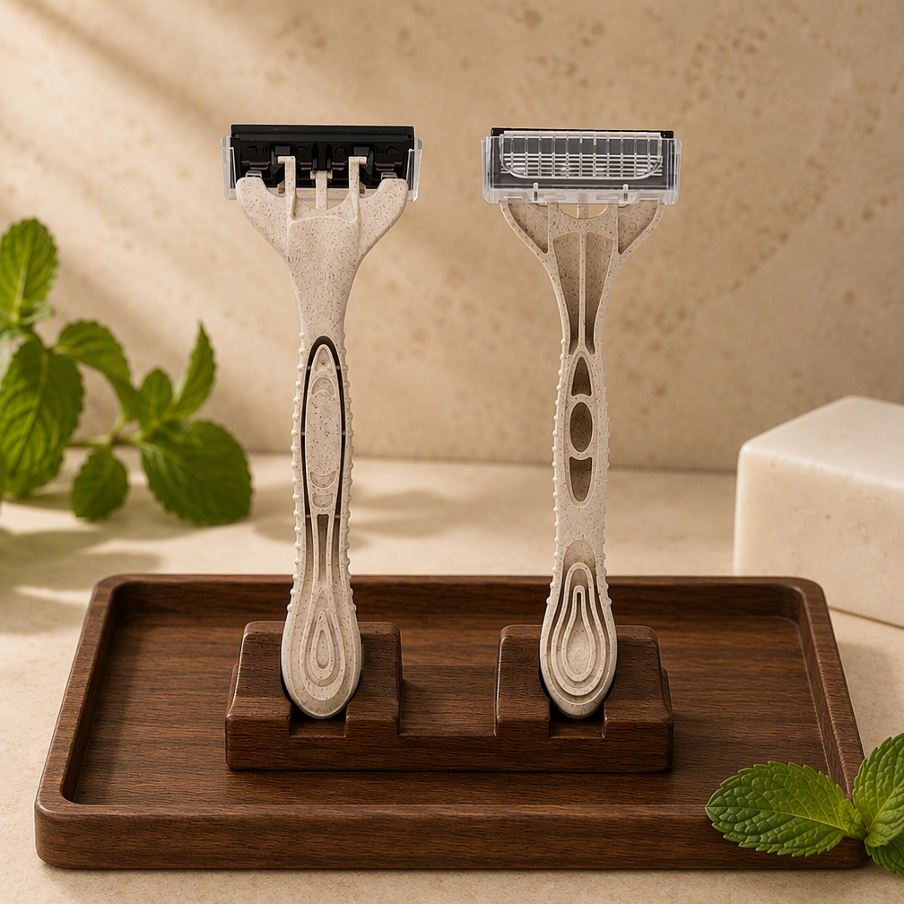 China Factory Direct Sale Men's 5 Blade Razor Shaver Face Body Cleaning Biodegradable Bamboo Fiber Material