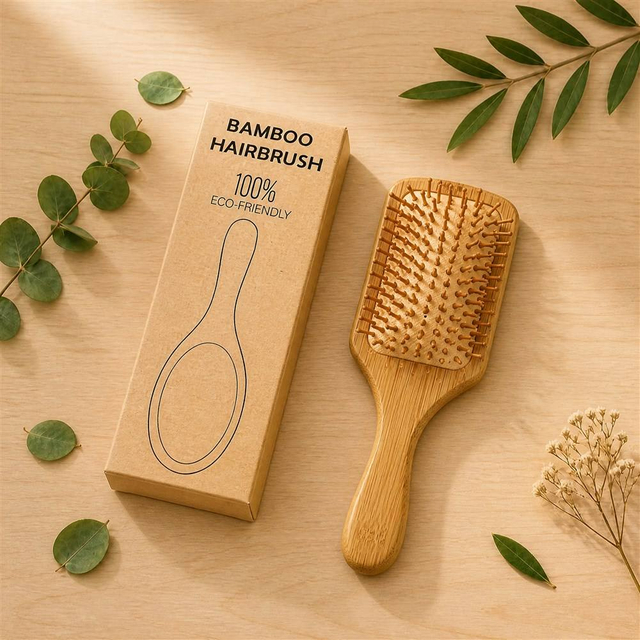 OEM Professional 100% Natural Bamboo Wooden Hair Brush Comb for Women Eco-Friendly Styling Tool for Hotel Amenities