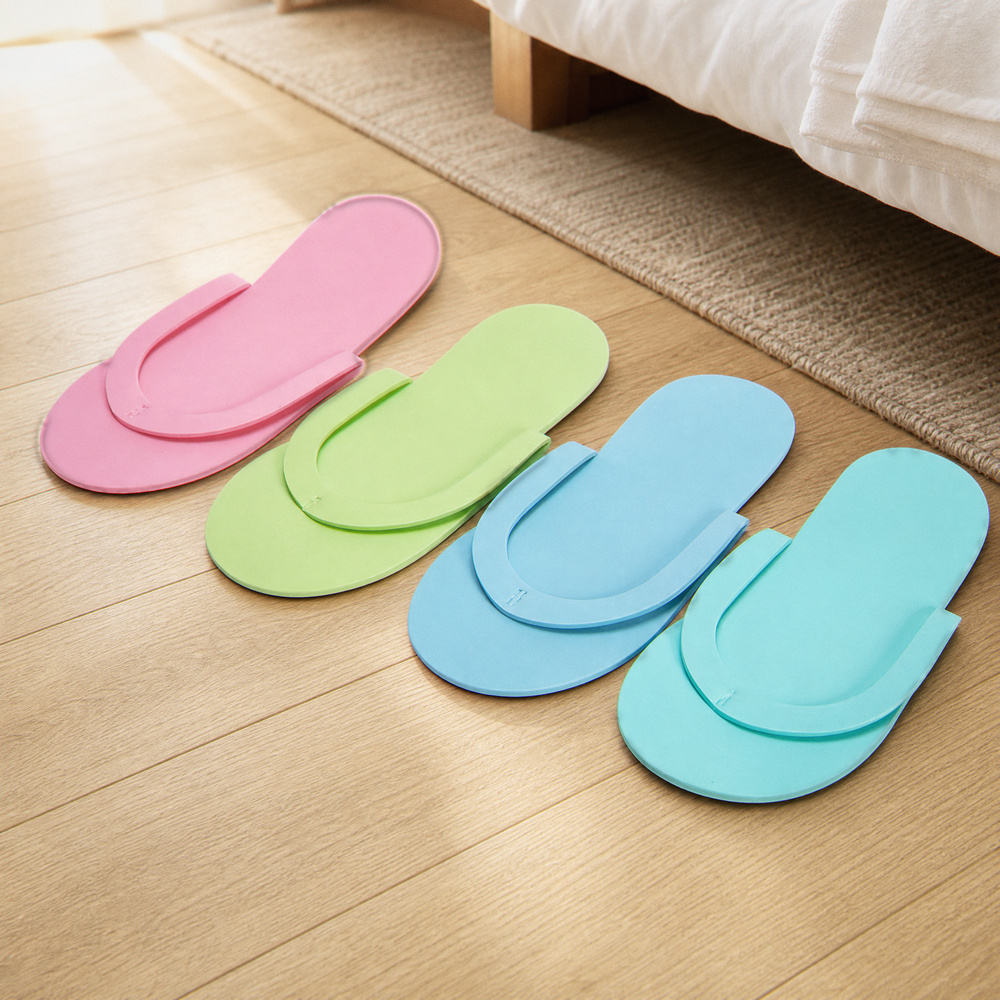 BenBen 5 Star Hotel Guest Room Slippers for Spa Resort Bathroom Hospitality Supplies Open Toe Disposable EVA Material Colorful