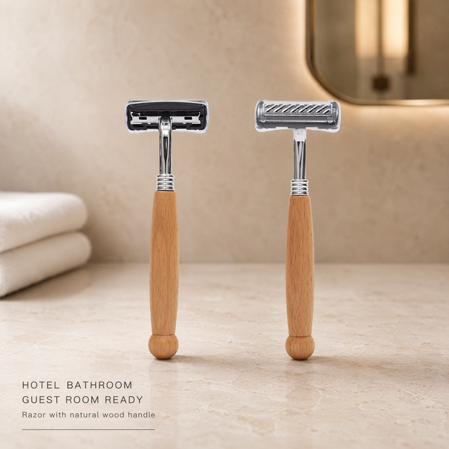 Creative Twin Blade Bamboo Handle Razor Disposable Face Cleansing Shaving Razor for Hotel Travel