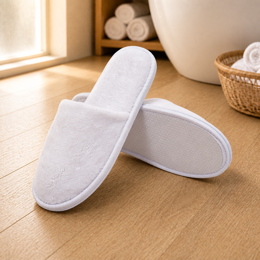 Wholesale OEM Custom Logo Luxury Economical Personalized White Hotel Room Spa Guest Cotton Slippers