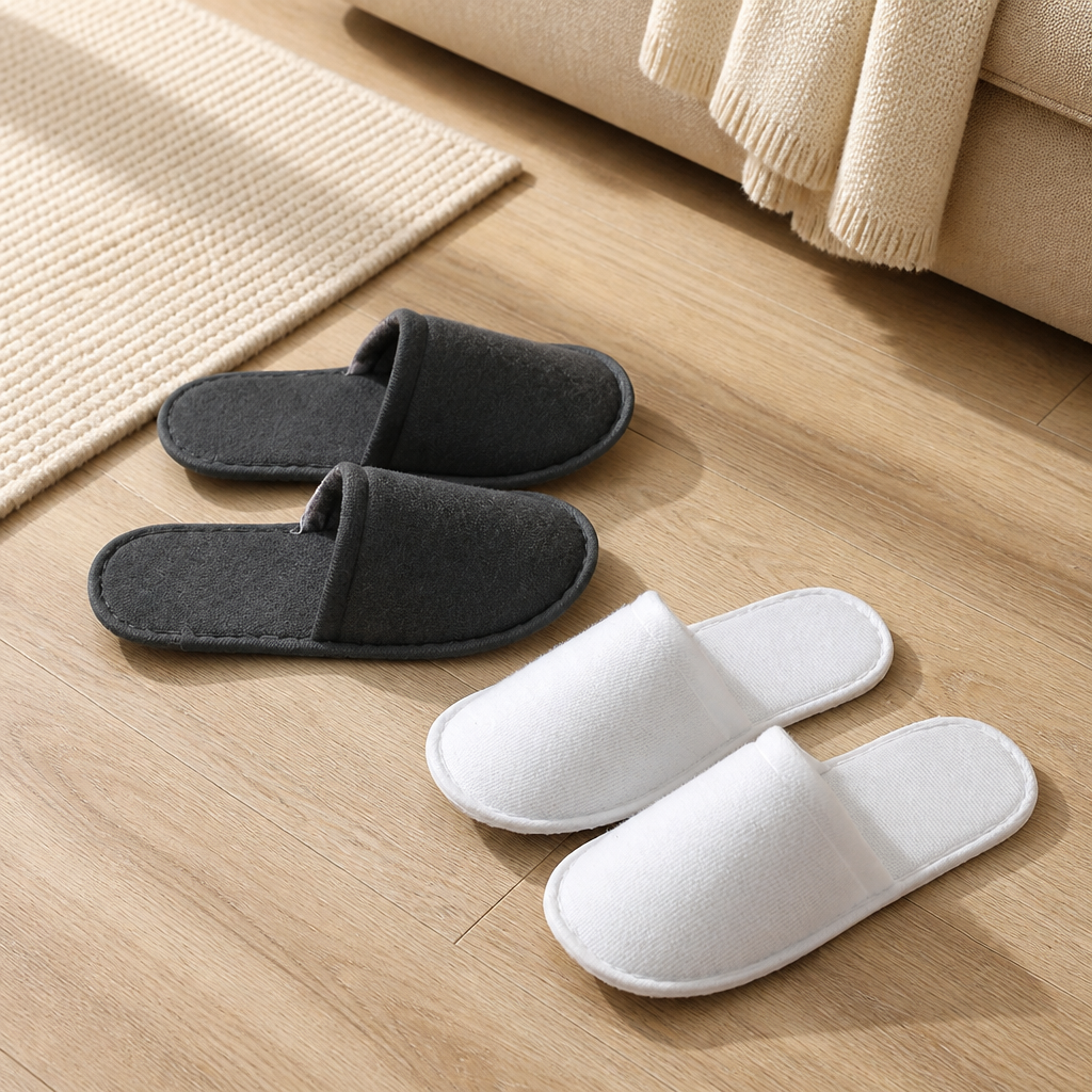 Custom Logo Disposable Indoor Nap Cloth Adult Spa Travel Guest Hotel Amenities Bathroom Slippers