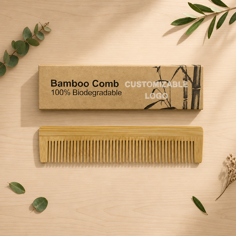 Disposable Bamboo Comb Handmade Natural Wooden Comb Hotel Supplies with Environmentally Friendly Packaging