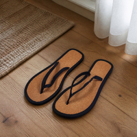 Factory OEM Eco-Friendly Recyclable Palm Cork Flip Flops Indoor Hotel Spa Travel Airline Use Slippers