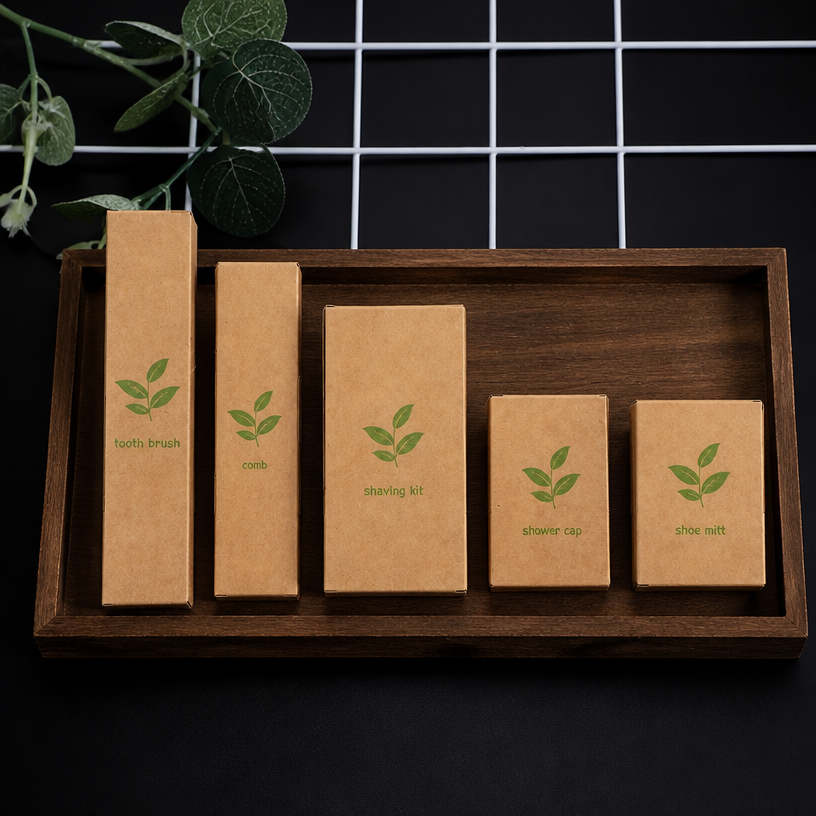 Eco-Friendly Luxury Hotel Amenities Set Biodegradable Disposable Guest Bathroom Toiletries Premium Collection
