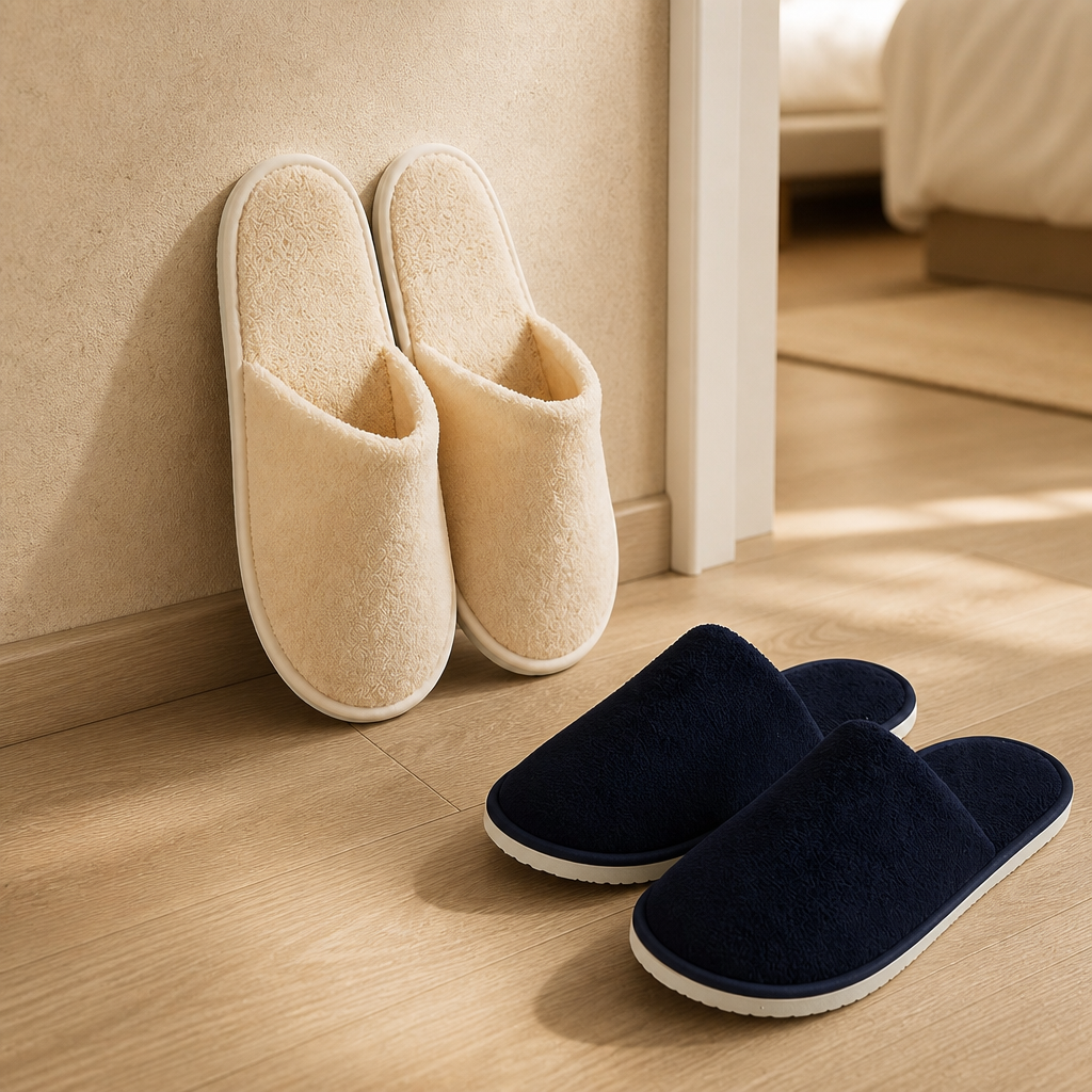 OEM Custom Logo Disposable Coral Fleece Thick Eva Sole Hotel Spa Travel Bathroom Slippers