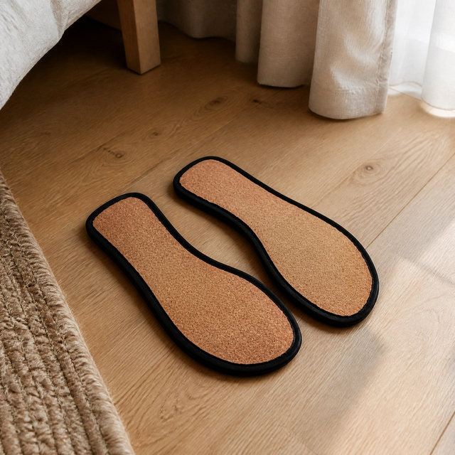 Factory OEM Eco-Friendly Recyclable Palm Cork Flip Flops Indoor Hotel Spa Travel Airline Use Slippers