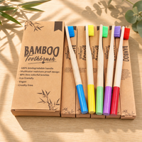 Wholesale Custom Logo Bamboo Toothbrush Biodegradable Recyclable Disposable Soft Bristle Natural Wood for Adults Kids Hotels