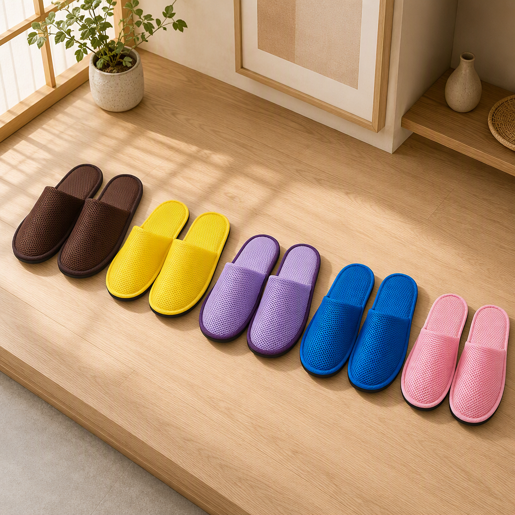 Open Toe / Closed Toe Multicolor Mesh Slippers Disposable Design Breathable and Comfortable Hotel Guest Spa Slippers